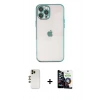 MARSİLYAN™- iPhone 12 Pro Max Kılıf Vadi Minimal - Şeffaf Temperli Cam Ekran Koruyucu + Gold Shine Kamera Lens