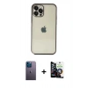 MARSİLYAN™- iPhone 12 Pro Max Kılıf Vadi Minimal - Şeffaf Temperli Cam Ekran Koruyucu + Mavi Neon Fosforlu Kamera Lens