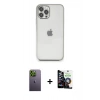 MARSİLYAN™- iPhone 12 Pro Max Kılıf Vadi Minimal - Şeffaf Temperli Cam Ekran Koruyucu + Neon Fosforlu Kamera Lens - YL