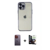 MARSİLYAN™- iPhone 12 Pro Max Kılıf Vadi Minimal - Şeffaf Temperli Cam Ekran Koruyucu + Neon Fosforlu Kamera Lens - TU