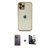 MARSİLYAN™- iPhone 12 Pro Max Kılıf Vadi Minimal - Şeffaf Temperli Cam Ekran Koruyucu + Neon Fosforlu Kamera Lens - YL
