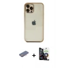MARSİLYAN™- iPhone 12 Pro Max Kılıf Vadi Minimal - Şeffaf Temperli Cam Ekran Koruyucu + Renkli Kamera Lens Koruma Cam - PE