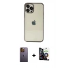 MARSİLYAN™- iPhone 12 Pro Max Kılıf Vadi Minimal - Şeffaf Temperli Cam Ekran Koruyucu + Neon Fosforlu Kamera Lens - SI