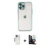 MARSİLYAN™- iPhone 12 Pro Max Kılıf Vadi Minimal - Şeffaf Temperli Cam Ekran Koruyucu + Shine Kamera Lens - LT