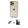 MARSİLYAN™- iPhone 12 Pro Max Kılıf Vadi Minimal - Şeffaf Temperli Cam Ekran Koruyucu + Siyah Shine Kamera Lens Koruma Cam