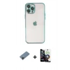 MARSİLYAN™- iPhone 12 Pro Max Kılıf Vadi Minimal - Şeffaf Temperli Cam Ekran Koruyucu + Siyah Shine Kamera Lens Koruma Cam