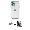 MARSİLYAN™- iPhone 12 Pro Max Kılıf Vadi Minimal - Şeffaf Temperli Cam Ekran Koruyucu + Renkli Kamera Lens Koruma Cam - TU
