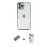 MARSİLYAN™- iPhone 12 Pro Max Kılıf Vadi Minimal - Şeffaf Uv Polymer Nano Ekran Koruyucu + Metal Kamera Lens Koruma Cam - GD