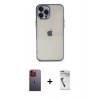 MARSİLYAN™- iPhone 12 Pro Max Kılıf Vadi Minimal - Şeffaf Uv Polymer Nano Ekran Koruyucu + Neon Fosforlu Kamera Lens - TU