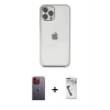 MARSİLYAN™- iPhone 12 Pro Max Kılıf Vadi Minimal - Şeffaf Uv Polymer Nano Ekran Koruyucu + Neon Fosforlu Kamera Lens - TU