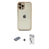 MARSİLYAN™- iPhone 12 Pro Max Kılıf Vadi Minimal - Şeffaf Uv Polymer Nano Ekran Koruyucu + Renkli Kamera Lens Koruma Cam - SI