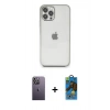 MARSİLYAN™- iPhone 12 Pro Max Kılıf Vadi Minimal - Siyah 18D Cam Ekran Koruyucu + Neon Fosforlu Kamera Lens - BZ