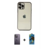 MARSİLYAN™- iPhone 12 Pro Max Kılıf Vadi Minimal - Siyah 18D Cam Ekran Koruyucu + Neon Fosforlu Kamera Lens - BZ