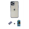 MARSİLYAN™- iPhone 12 Pro Max Kılıf Vadi Minimal - Siyah 18D Cam Ekran Koruyucu + Metal Kamera Lens Koruma Cam - GD