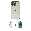 MARSİLYAN™- iPhone 12 Pro Max Kılıf Vadi Minimal - Siyah 18D Cam Ekran Koruyucu + Gold Shine Kamera Lens