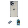 MARSİLYAN™- iPhone 12 Pro Max Kılıf Vadi Minimal - Siyah 18D Cam Ekran Koruyucu + Metal Kamera Lens Koruma Cam - KI