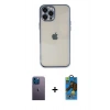 MARSİLYAN™- iPhone 12 Pro Max Kılıf Vadi Minimal - Siyah 18D Cam Ekran Koruyucu + Neon Fosforlu Kamera Lens - MI