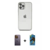 MARSİLYAN™- iPhone 12 Pro Max Kılıf Vadi Minimal - Siyah 18D Cam Ekran Koruyucu + Neon Fosforlu Kamera Lens - SI