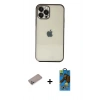 MARSİLYAN™- iPhone 12 Pro Max Kılıf Vadi Minimal - Siyah 18D Cam Ekran Koruyucu + Shine Kamera Lens Koruma Cam - SABE