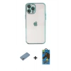 MARSİLYAN™- iPhone 12 Pro Max Kılıf Vadi Minimal - Siyah 18D Cam Ekran Koruyucu + Shine Kamera Lens Koruma Cam - GS