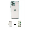 MARSİLYAN™- iPhone 12 Pro Max Kılıf Vadi Minimal - Siyah 20D Premium Cam Ekran Koruyucu + Shine Kamera Lens - GD