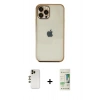 MARSİLYAN™- iPhone 12 Pro Max Kılıf Vadi Minimal - Siyah 20D Premium Cam Ekran Koruyucu + Shine Kamera Lens - GD