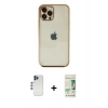 MARSİLYAN™- iPhone 12 Pro Max Kılıf Vadi Minimal - Siyah 20D Premium Cam Ekran Koruyucu + Shine Kamera Lens - LT