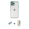 MARSİLYAN™- iPhone 12 Pro Max Kılıf Vadi Minimal - Siyah 20D Premium Cam Ekran Koruyucu + Mavi Shine Kamera Lens Koruma Cam