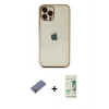 MARSİLYAN™- iPhone 12 Pro Max Kılıf Vadi Minimal - Siyah 20D Premium Cam Ekran Koruyucu + Metal Kamera Lens Koruma Cam - GD
