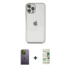 MARSİLYAN™- iPhone 12 Pro Max Kılıf Vadi Minimal - Siyah 20D Premium Cam Ekran Koruyucu + Neon Fosforlu Kamera Lens - YL
