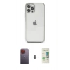 MARSİLYAN™- iPhone 12 Pro Max Kılıf Vadi Minimal - Siyah 20D Premium Cam Ekran Koruyucu + Neon Fosforlu Kamera Lens - TU