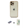 MARSİLYAN™- iPhone 12 Pro Max Kılıf Vadi Minimal - Siyah 20D Premium Cam Ekran Koruyucu + Renkli Kamera Lens Koruma Cam - TU