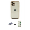 MARSİLYAN™- iPhone 12 Pro Max Kılıf Vadi Minimal - Siyah 20D Premium Cam Ekran Koruyucu + Renkli Kamera Lens Koruma Cam - MI