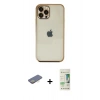 MARSİLYAN™- iPhone 12 Pro Max Kılıf Vadi Minimal - Siyah 20D Premium Cam Ekran Koruyucu + Renkli Kamera Lens Koruma Cam - SI