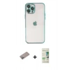 MARSİLYAN™- iPhone 12 Pro Max Kılıf Vadi Minimal - Siyah 20D Premium Cam Ekran Koruyucu + Shine Kamera Lens Koruma Cam - SABE