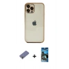 MARSİLYAN™- iPhone 12 Pro Max Kılıf Vadi Minimal - Siyah 34D Izgaralı Cam + Metal Kamera Lens Koruma Cam - GD