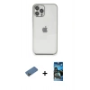 MARSİLYAN™- iPhone 12 Pro Max Kılıf Vadi Minimal - Siyah 34D Izgaralı Cam + Shine Kamera Lens Koruma Cam - GD