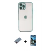 MARSİLYAN™- iPhone 12 Pro Max Kılıf Vadi Minimal - Siyah 34D Izgaralı Cam + Metal Kamera Lens Koruma Cam - KI