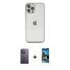 MARSİLYAN™- iPhone 12 Pro Max Kılıf Vadi Minimal - Siyah 34D Izgaralı Cam + Neon Fosforlu Kamera Lens - BZ