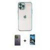 MARSİLYAN™- iPhone 12 Pro Max Kılıf Vadi Minimal - Siyah 34D Izgaralı Cam + Neon Fosforlu Kamera Lens - YL