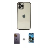 MARSİLYAN™- iPhone 12 Pro Max Kılıf Vadi Minimal - Siyah 34D Izgaralı Cam + Neon Fosforlu Kamera Lens - SI