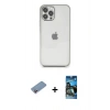 MARSİLYAN™- iPhone 12 Pro Max Kılıf Vadi Minimal - Siyah 34D Izgaralı Cam + Shine Kamera Lens Koruma Cam - PE