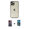 MARSİLYAN™- iPhone 12 Pro Max Kılıf Vadi Minimal - Siyah 34D Izgaralı Cam + Neon Fosforlu Kamera Lens - TU