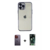MARSİLYAN™- iPhone 12 Pro Max Kılıf Vadi Minimal - Siyah 360 Mat Full Body Arka Koruyucu + Neon Fosforlu Kamera Lens - TU