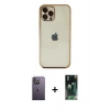 MARSİLYAN™- iPhone 12 Pro Max Kılıf Vadi Minimal - Siyah 360 Mat Full Body Arka Koruyucu + Neon Fosforlu Kamera Lens - BZ