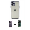 MARSİLYAN™- iPhone 12 Pro Max Kılıf Vadi Minimal - Siyah 360 Mat Full Body Arka Koruyucu + Neon Fosforlu Kamera Lens - BZ