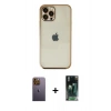 MARSİLYAN™- iPhone 12 Pro Max Kılıf Vadi Minimal - Siyah 360 Mat Full Body Arka Koruyucu + Neon Fosforlu Kamera Lens - SI