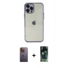 MARSİLYAN™- iPhone 12 Pro Max Kılıf Vadi Minimal - Siyah 360 Mat Full Body Arka Koruyucu + Neon Fosforlu Kamera Lens - SI