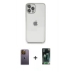 MARSİLYAN™- iPhone 12 Pro Max Kılıf Vadi Minimal - Siyah 360 Mat Full Body Arka Koruyucu + Neon Fosforlu Kamera Lens - SI