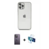 MARSİLYAN™- iPhone 12 Pro Max Kılıf Vadi Minimal - Siyah 3D Antistatik Cam Ekran Koruyucu + Neon Fosforlu Kamera Lens - BZ